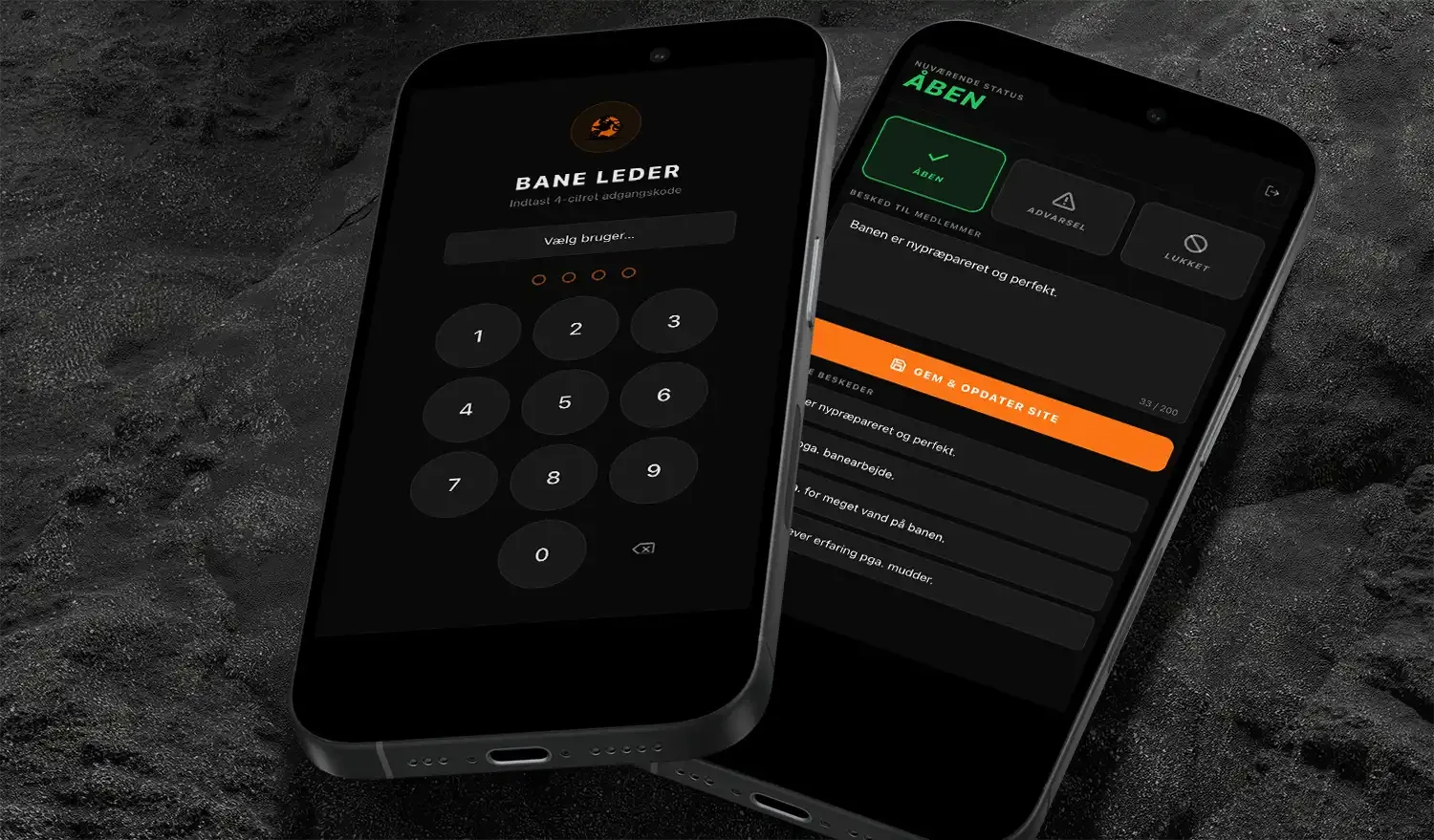 Two mobile phones displaying the app interface