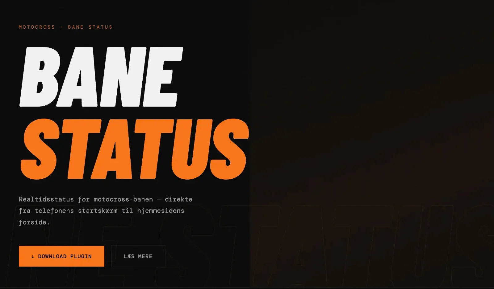 Bane Status PWA landing page